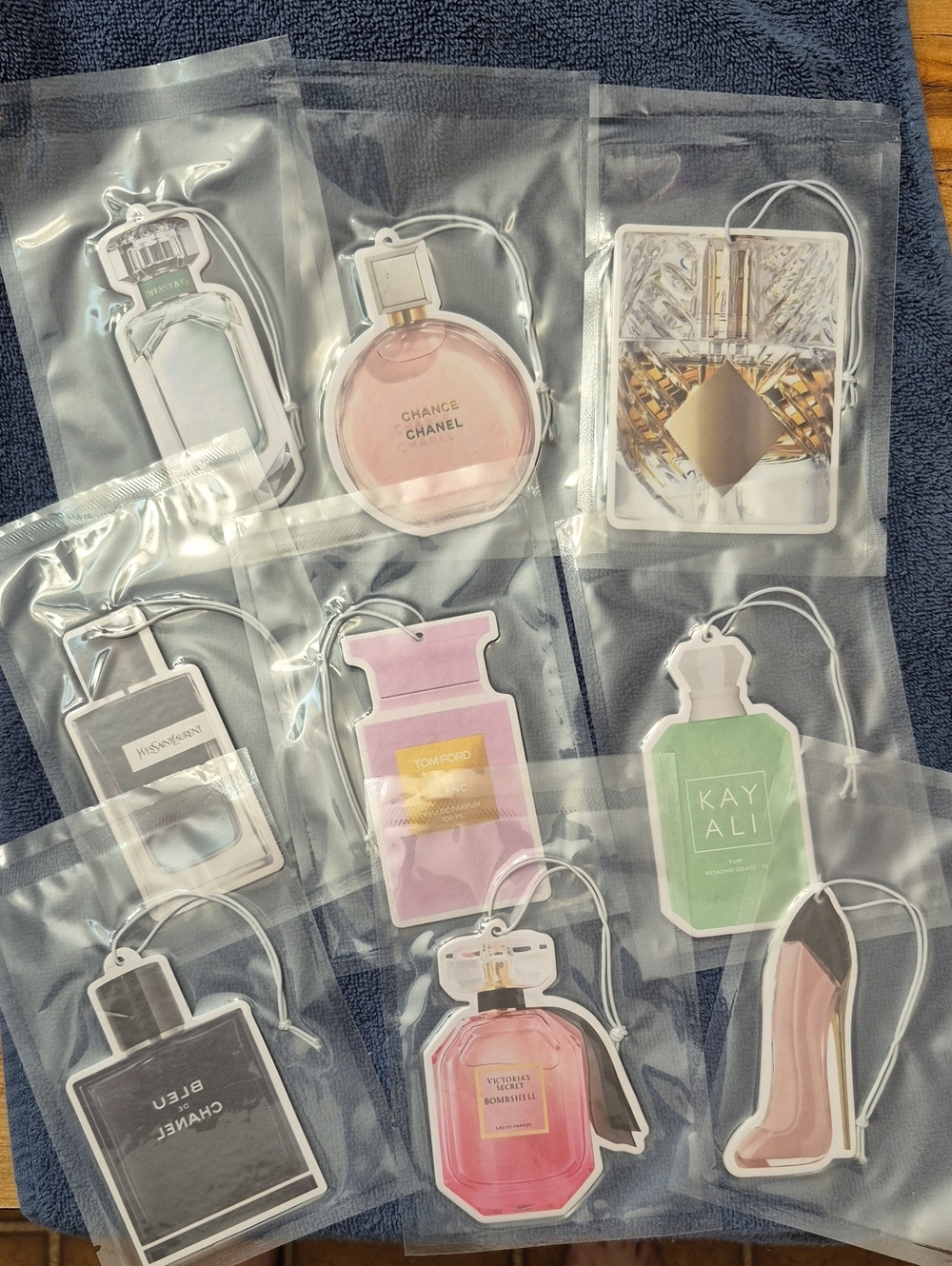 Assorted Perfume Bottle Air Freshener Keychain - Pink, Green, Black, Cream